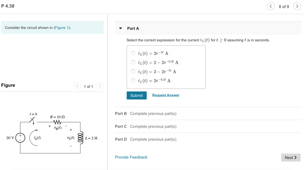 Solved P 4.38 8 of 9 Consider the circuit shown in (Figure | Chegg.com