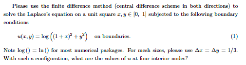 Solved Please use the finite difference method (central | Chegg.com