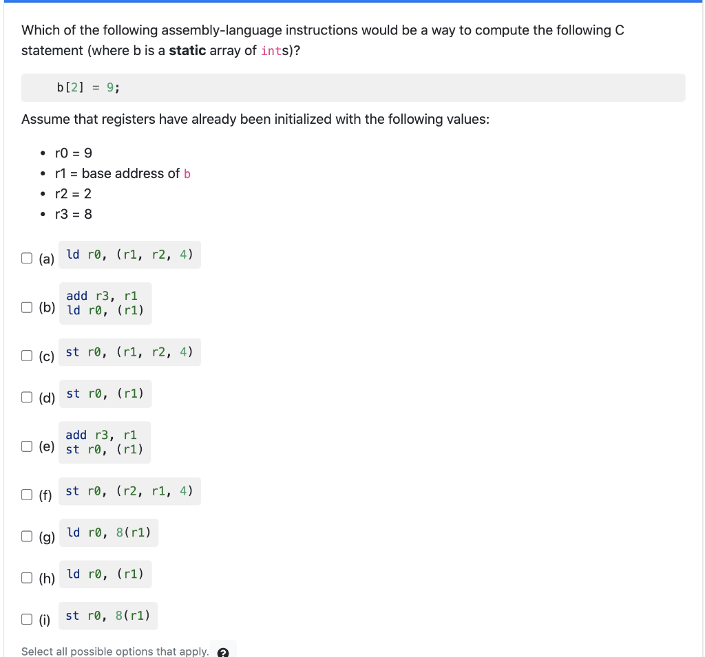 Solved Which of the following assembly-language instructions | Chegg.com