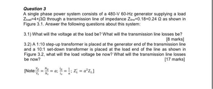 Solved A single phase power system consists of a 480-V 60-Hz | Chegg.com