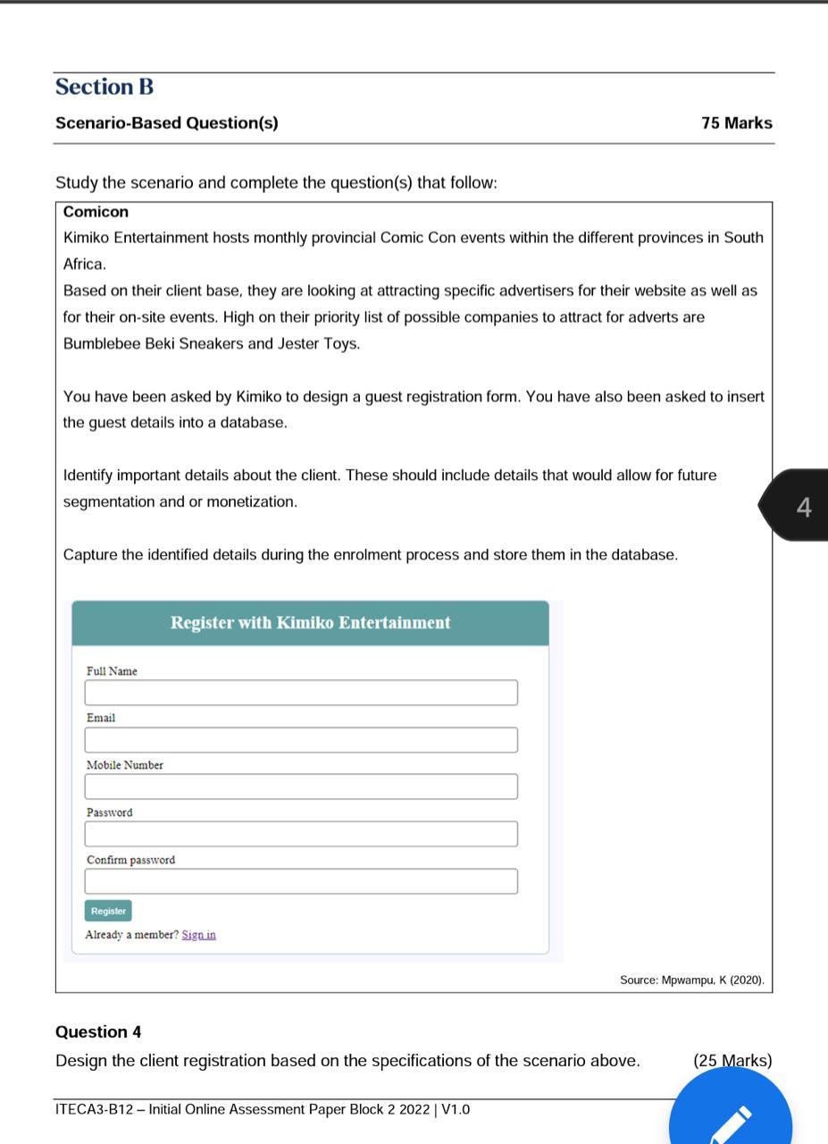 Solved Section B Scenario-Based Question(s) Study The | Chegg.com