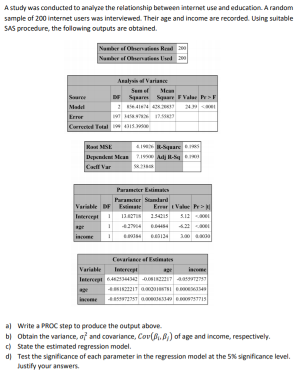 Solved A study was conducted to analyze the relationship | Chegg.com