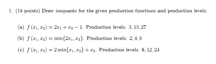 Solved 1 15 Points Draw Isoquants For The Given 9574