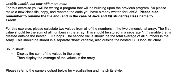 Solved Lab9B: Lab9A, but now with more math For this | Chegg.com