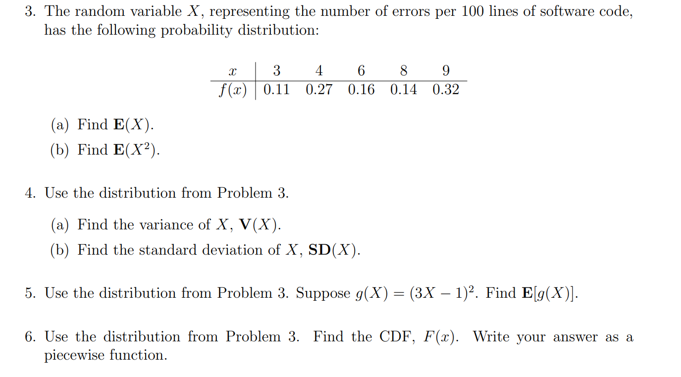 Solved 3 The Random Variable X Representing The Number Chegg Com