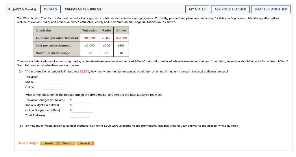 Solved include television, radio, and online. Audience | Chegg.com