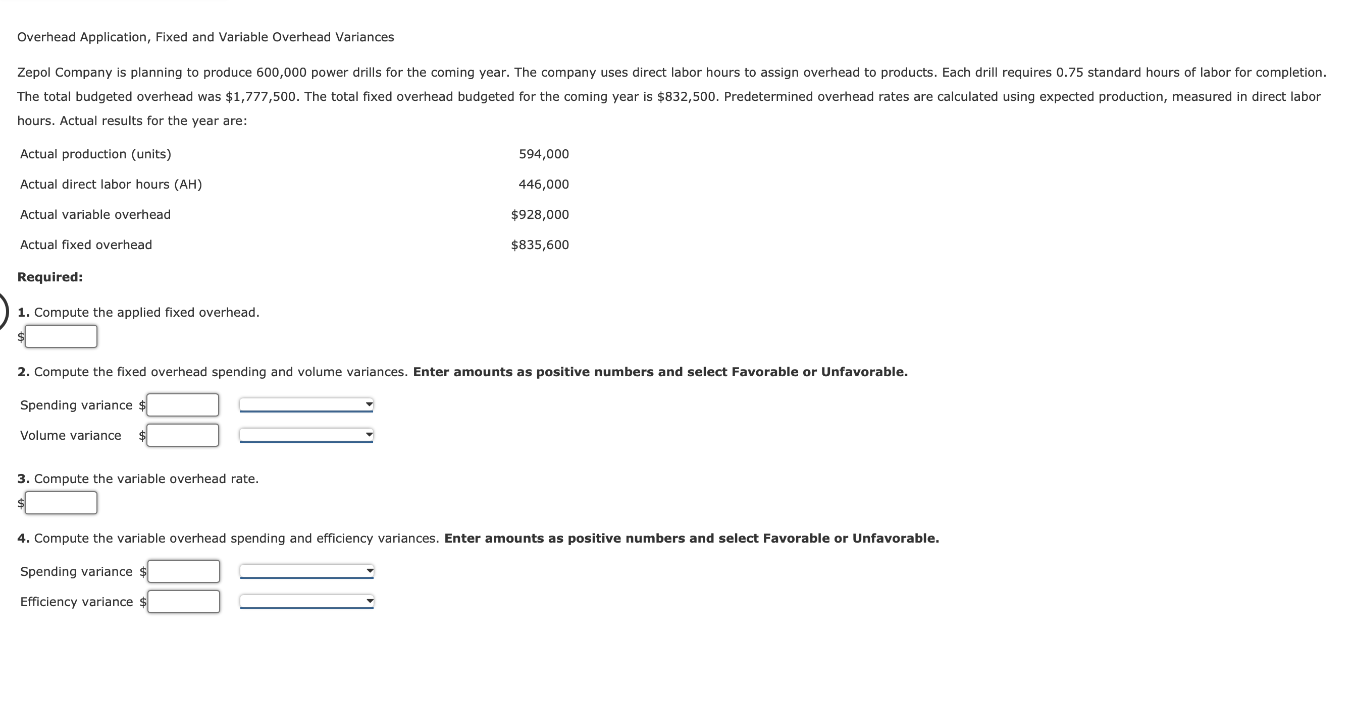 Solved Overhead Application, Fixed and Variable Overhead