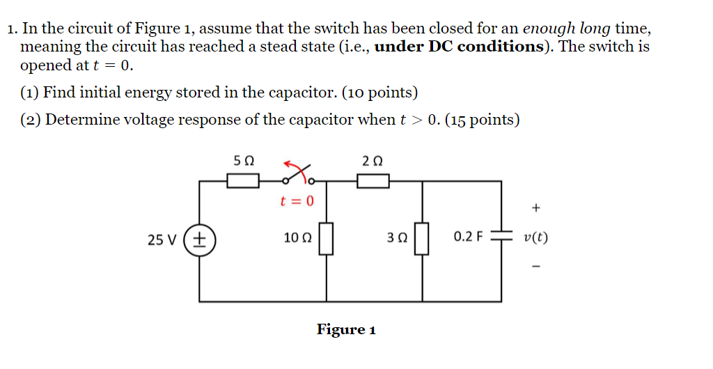 Solved 1. In the circuit of Figure 1 assume that the switch