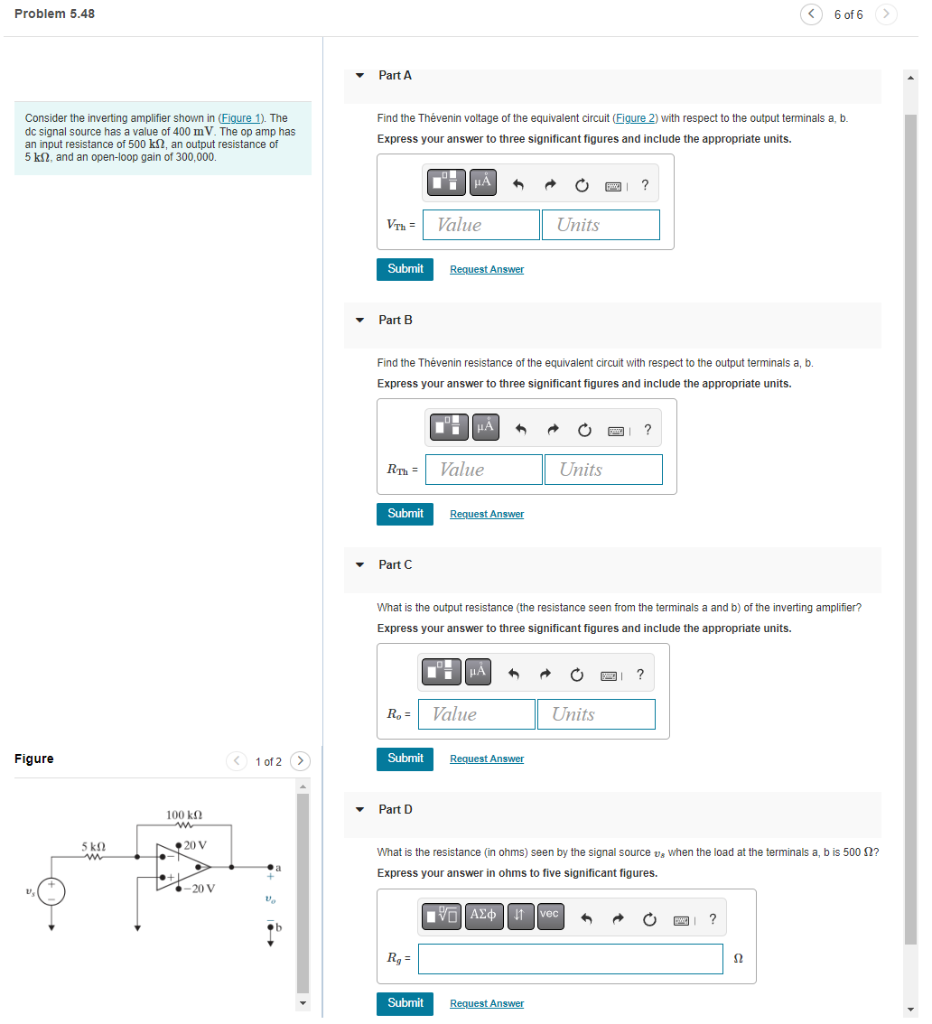 Solved Consider the inverting amplifier shown in (Figure 1). | Chegg.com