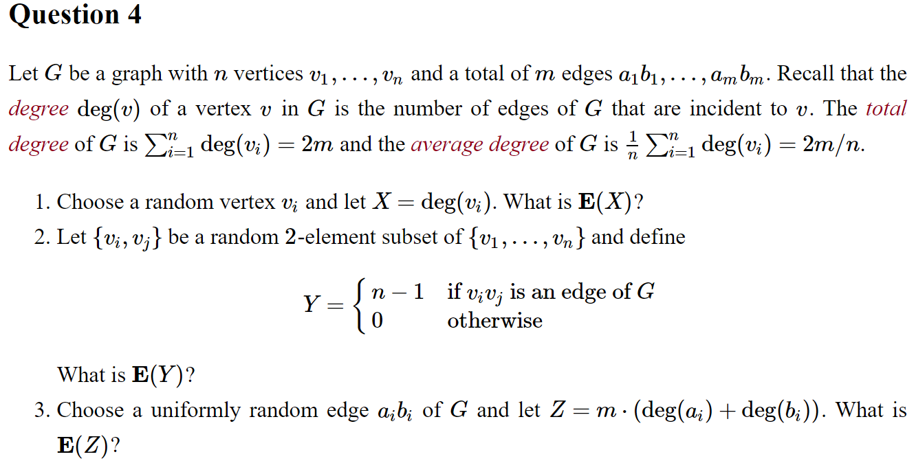 Solved Question 4 , Let G be a graph with n vertices V1, | Chegg.com