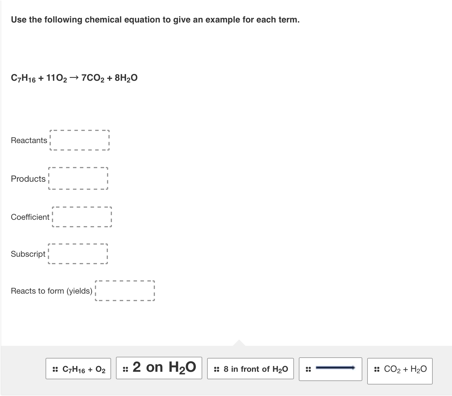 Solved Use the following chemical equation to give an | Chegg.com