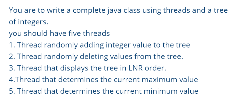 Solved You Are To Write A Complete Java Class Using Threads | Chegg.com