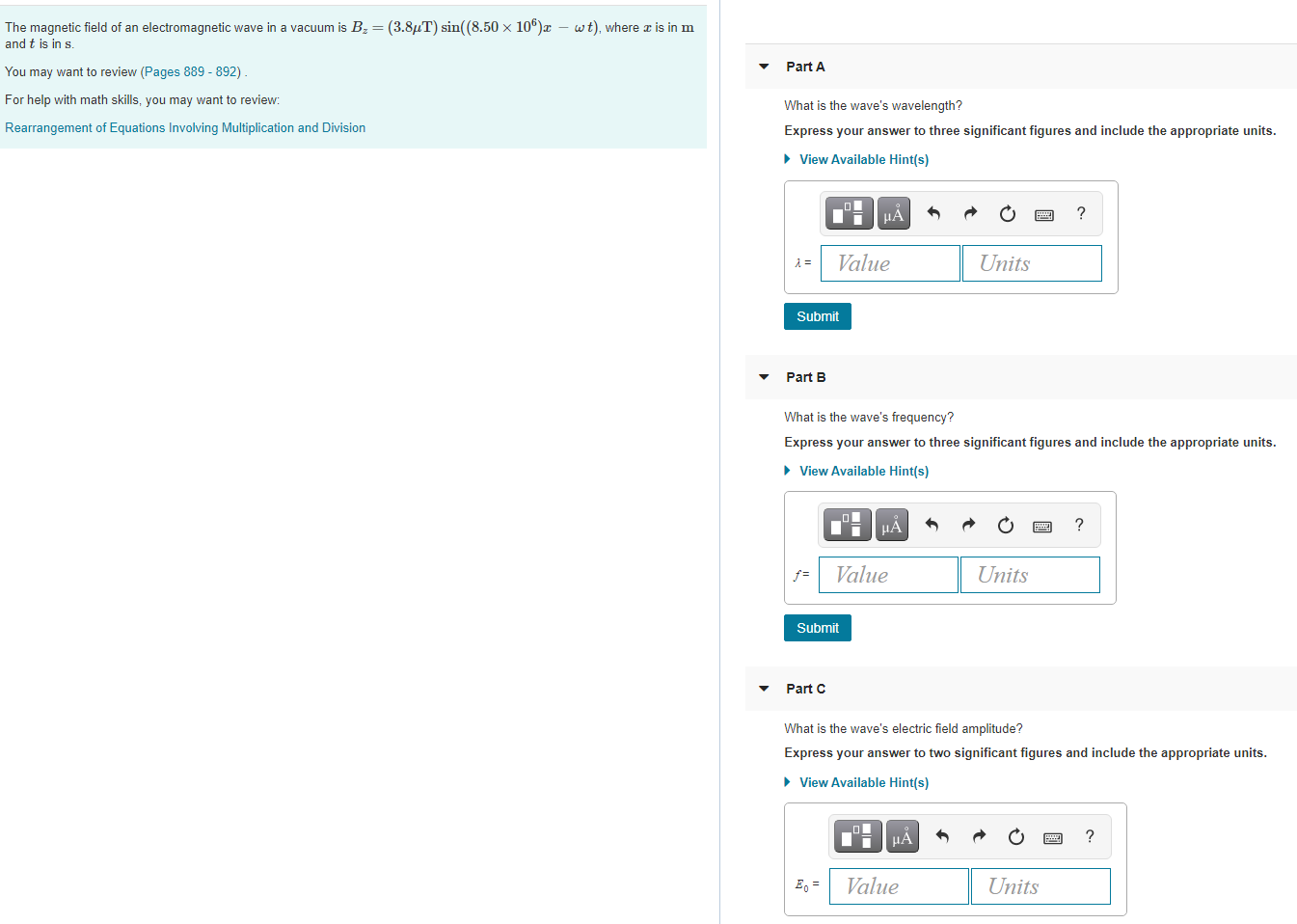 Solved The field of an wave in a