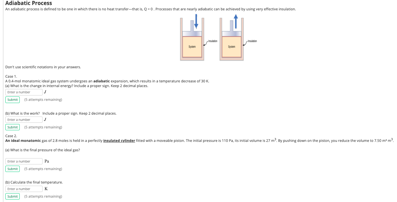Solved Adiabatic Process An adiabatic process is defined to | Chegg.com