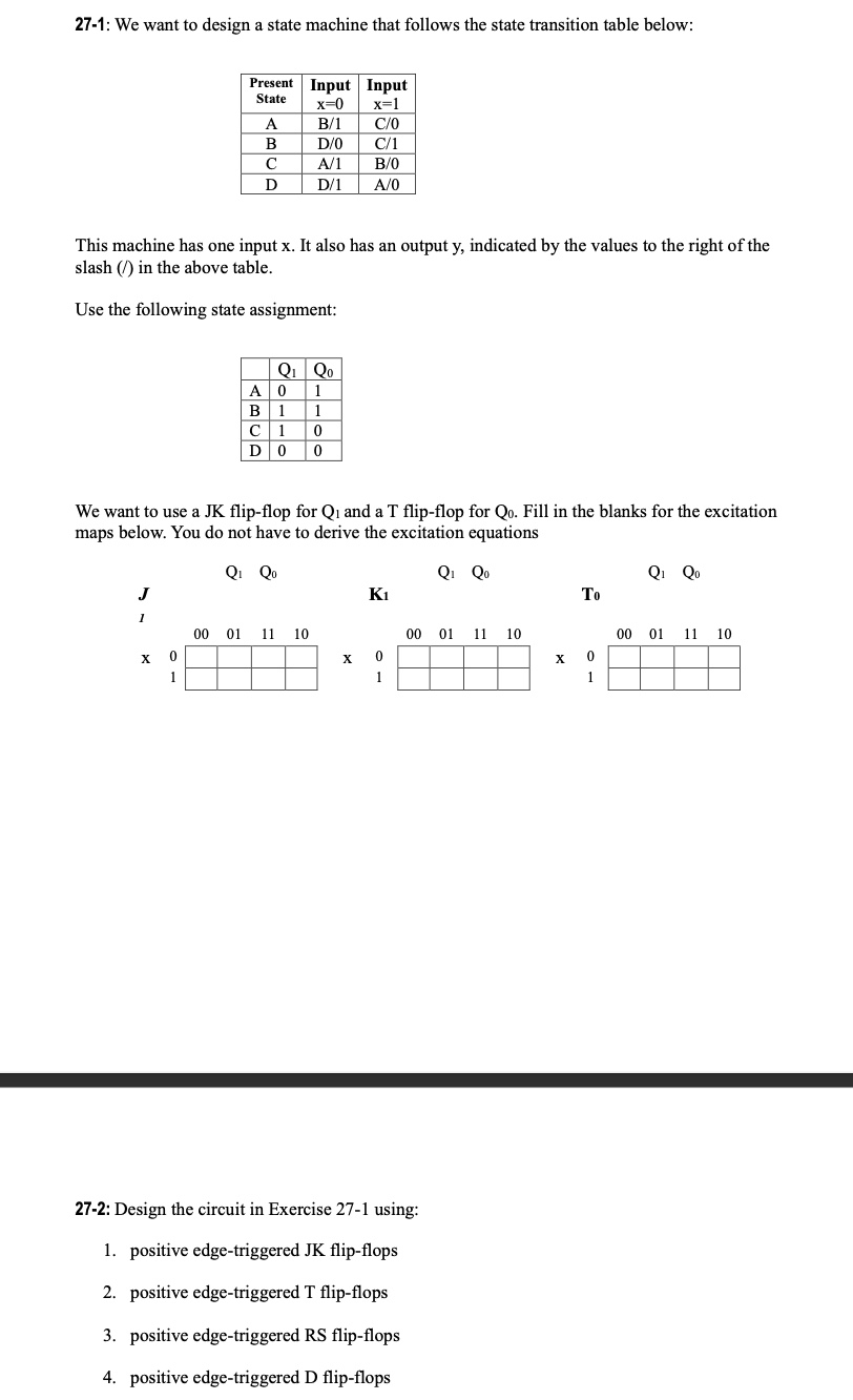 Solved 27-1: We want to design a state machine that follows | Chegg.com