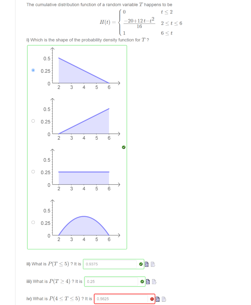 Solved The cumulative distribution function of a random | Chegg.com