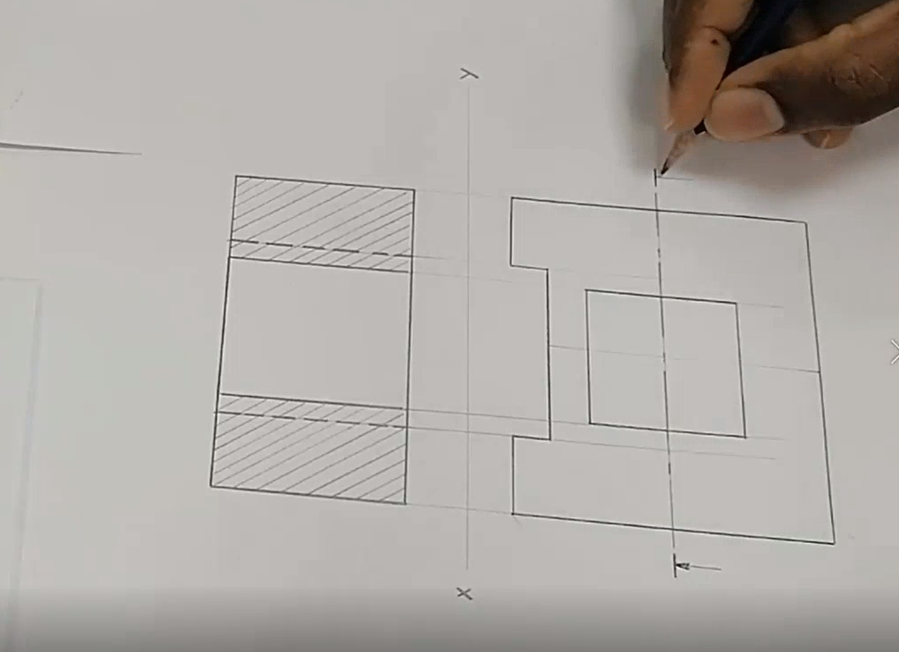 Solved Draw the FULL SECTIONAL FRONT VIEW and TOP VIEW from | Chegg.com