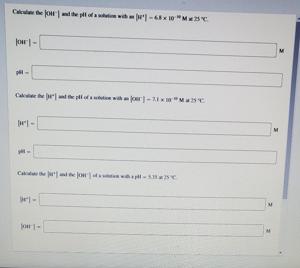 the ph of a solution is 5.330 find oh