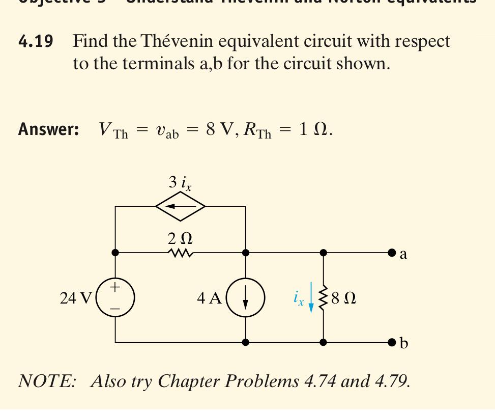 Solved 4.19 Find The Thévenin Equivalent Circuit With | Chegg.com