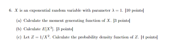 Solved x ﻿is an exponential random variable with parameter | Chegg.com