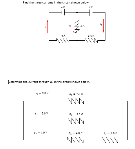 Solved Find the three currents in the circuit shown below. | Chegg.com