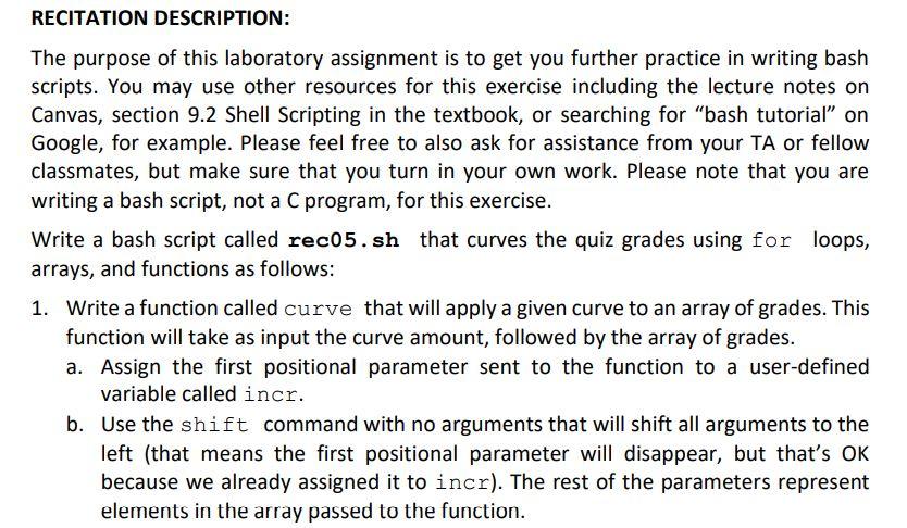 Solved Recitation Description The Purpose Of This Chegg Com