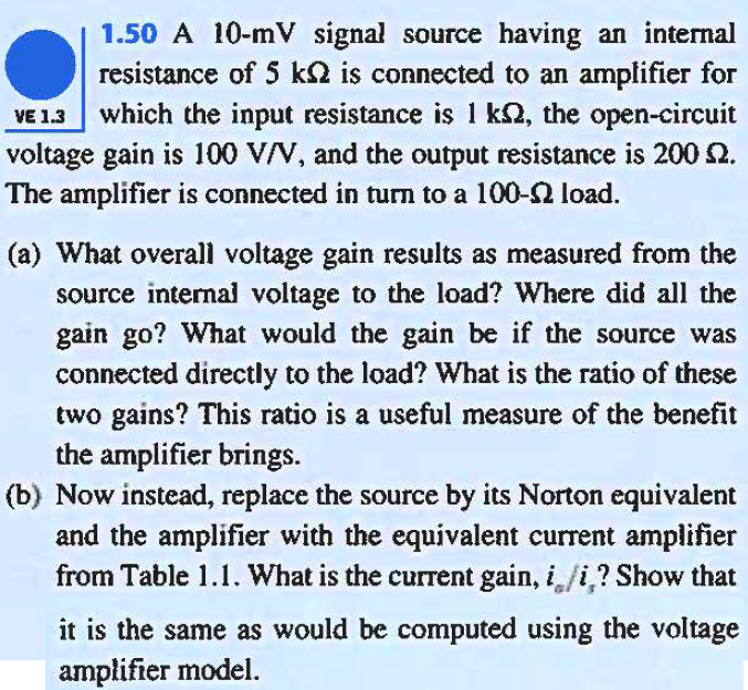 Solved 1.50 A 10-mV signal source having an internal | Chegg.com
