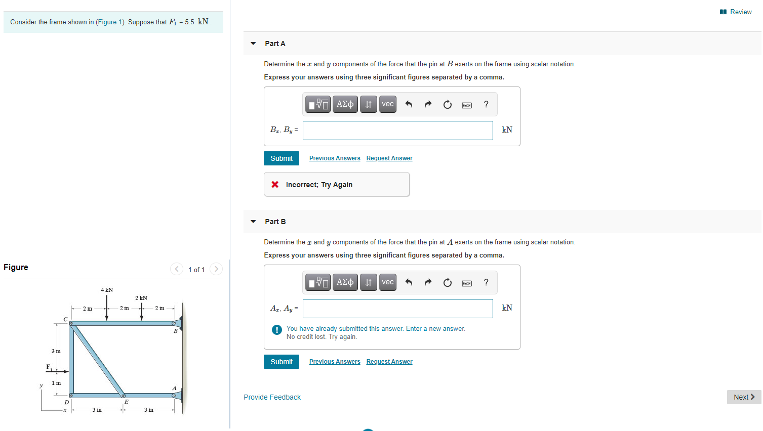 Solved Review Consider The Frame Shown In (Figure 1). | Chegg.com