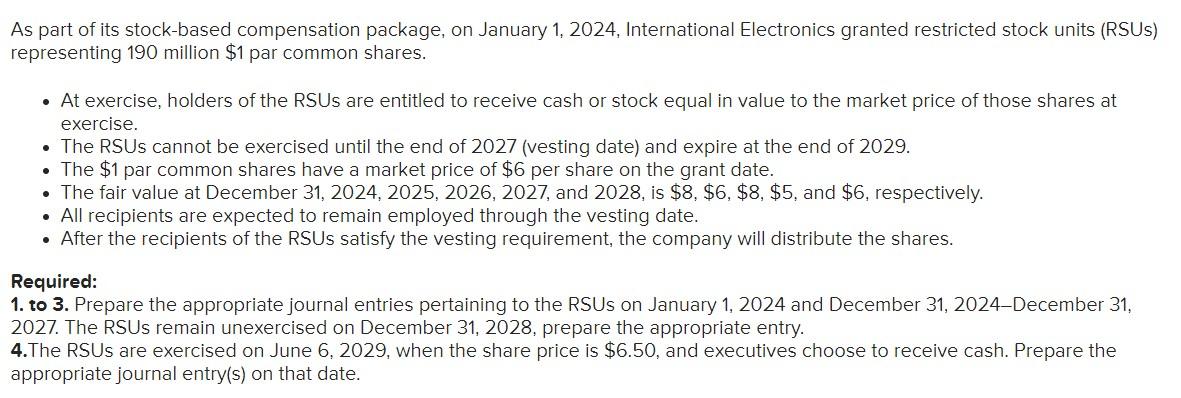 As part of its stock-based compensation package, on | Chegg.com