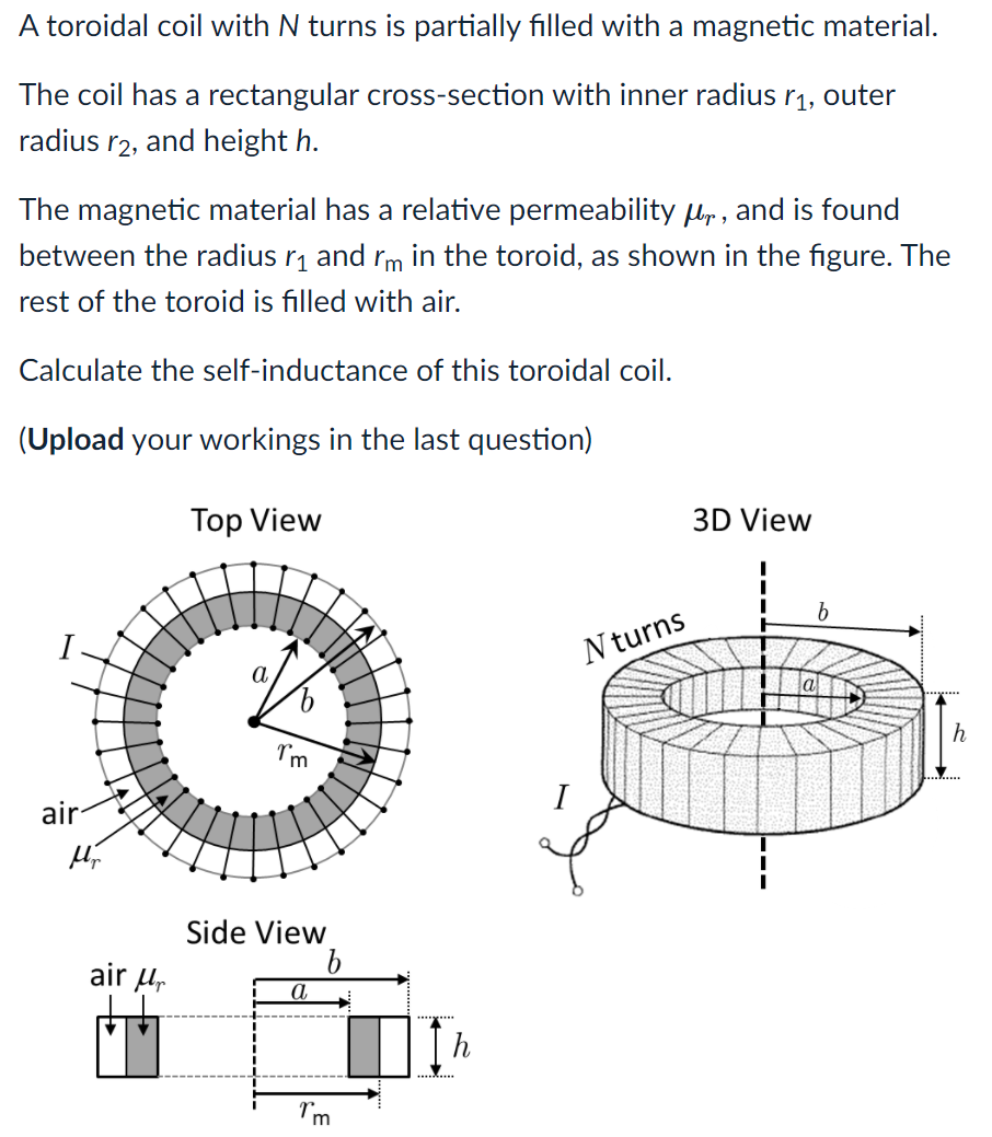 Solved A toroidal coil with N turns is partially filled with | Chegg.com