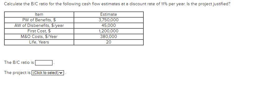 Solved The B/C Ratio Is The Project Is | Chegg.com