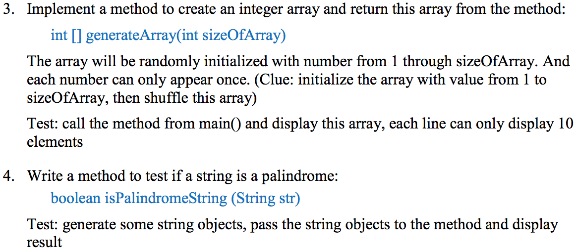 Solved 3. Implement a method to create an integer array and | Chegg.com