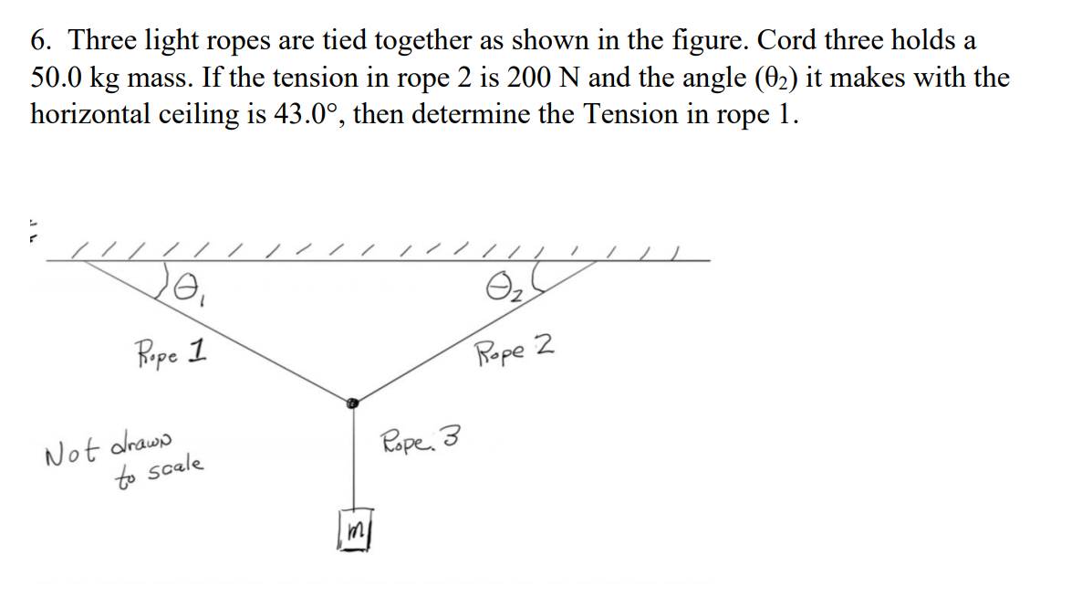 Solved 6. Three light ropes are tied together as shown in | Chegg.com