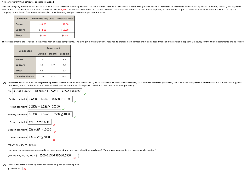 Solved A Linear Programming Computer Package Is Needed. | Chegg.com