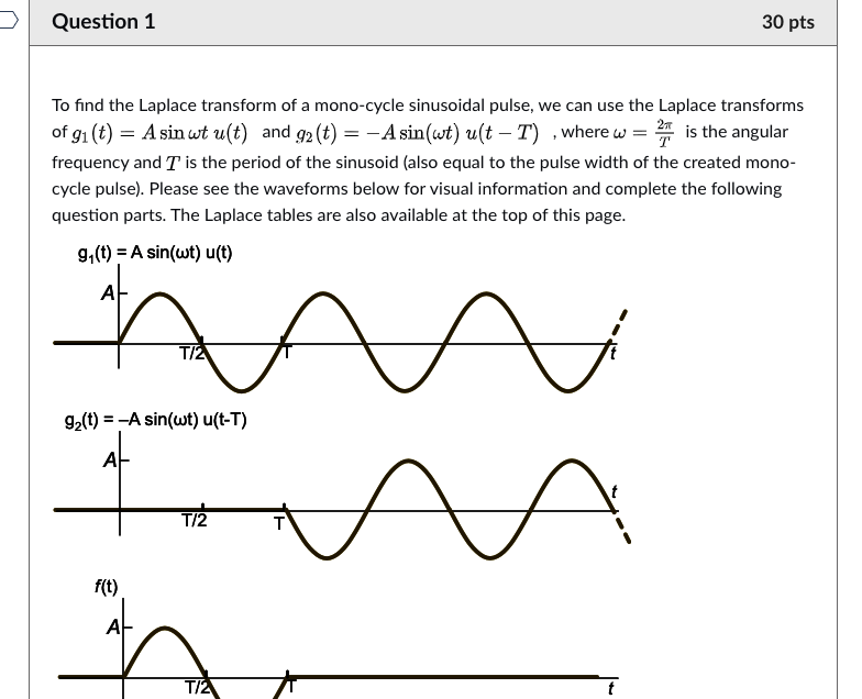 Solved Question 1 30 pts To find the Laplace transform of a | Chegg.com