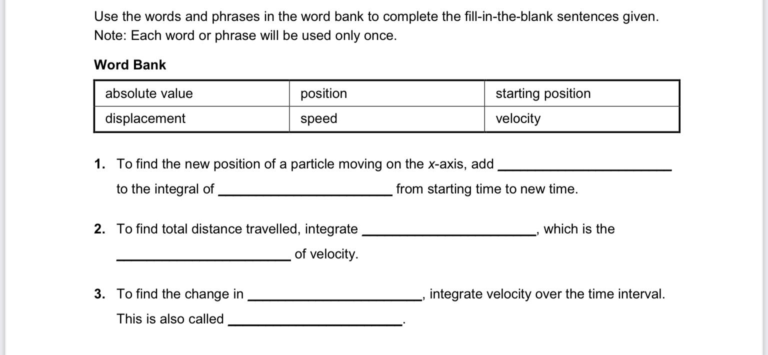 Solved Use the words and phrases in the word bank to | Chegg.com