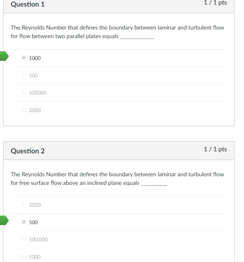 Solved Question 1 1/1 pts The Reynolds Number that defines | Chegg.com