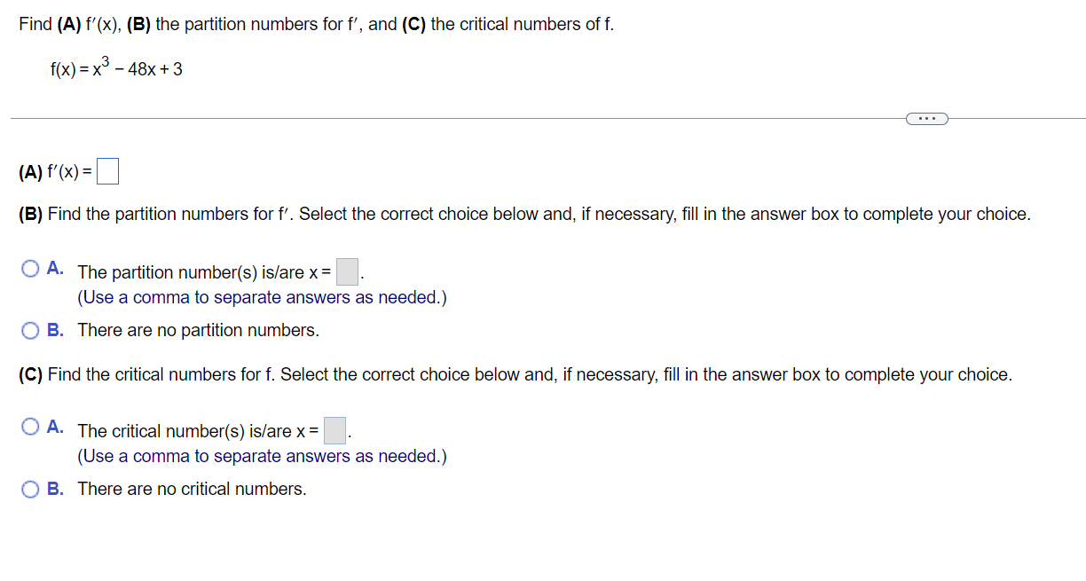 Solved Find (A)f′(x),(B) the partition numbers for f′, and | Chegg.com