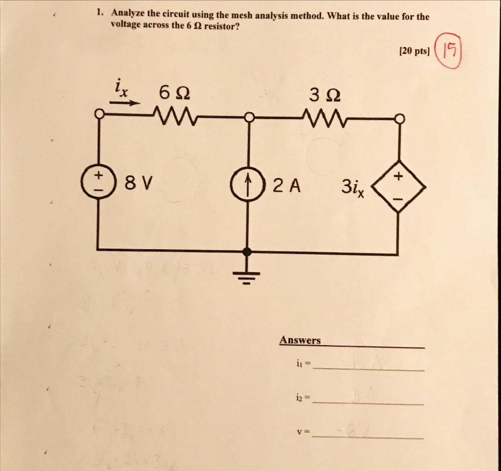 Solved 1. Analyze the circuit using the mesh analysis | Chegg.com