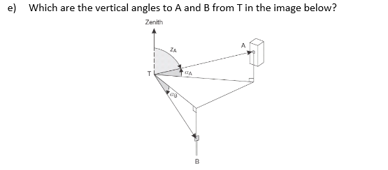 Solved e) Which are the vertical angles to A and B from T in | Chegg.com