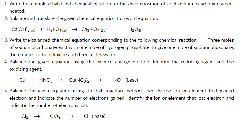 Solved Write the complete balanced chemical equation for | Chegg.com