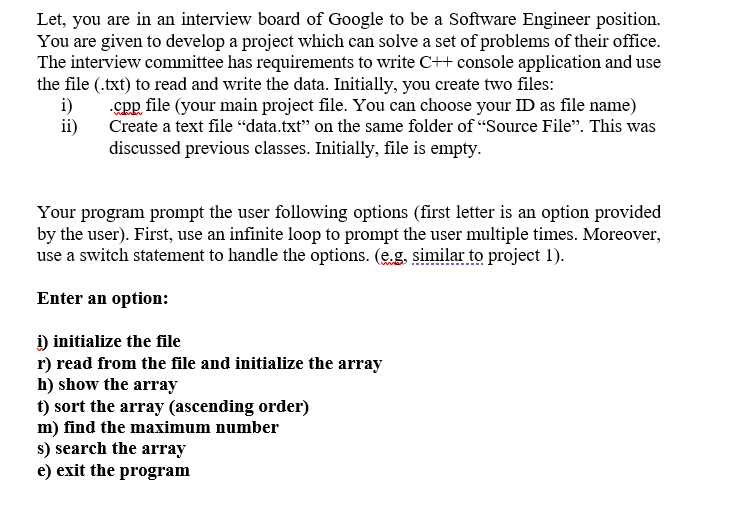 Solved Let, you are in an interview board of Google to be a | Chegg.com