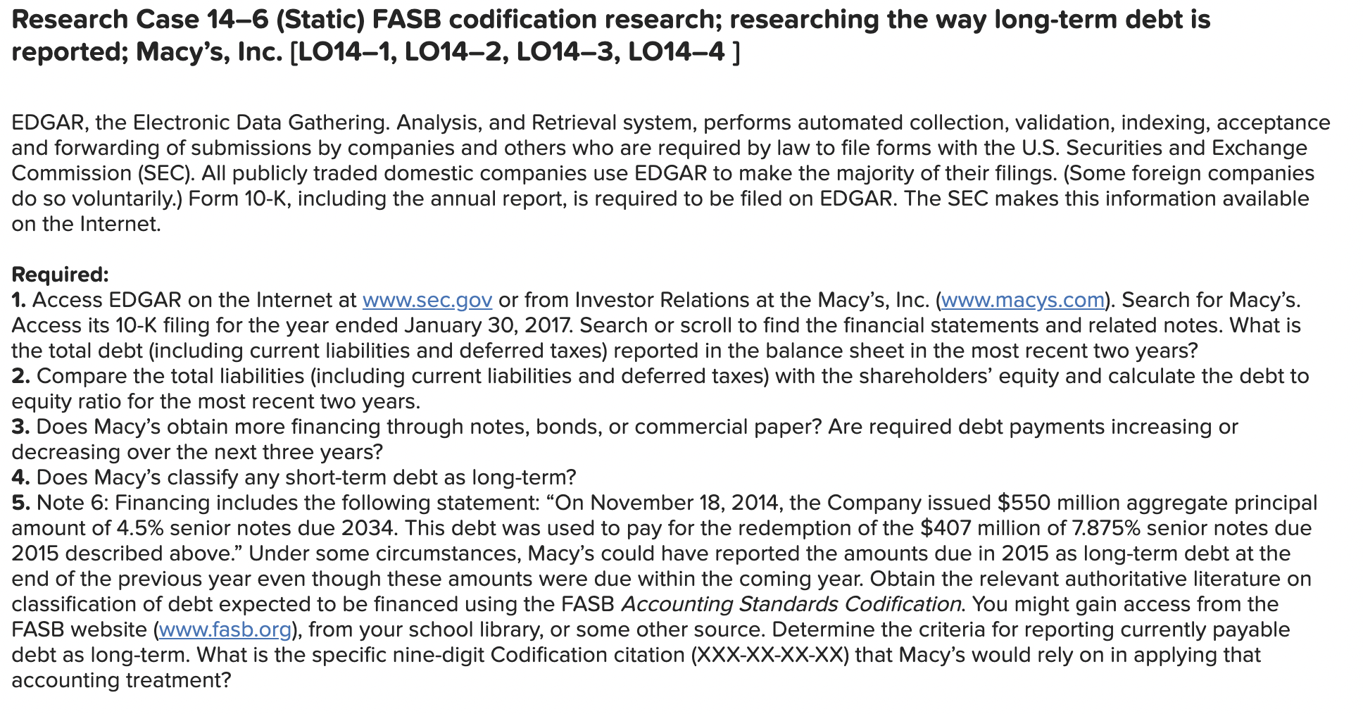 Solved Research Case 14-6 (Static) FASB codification | Chegg.com