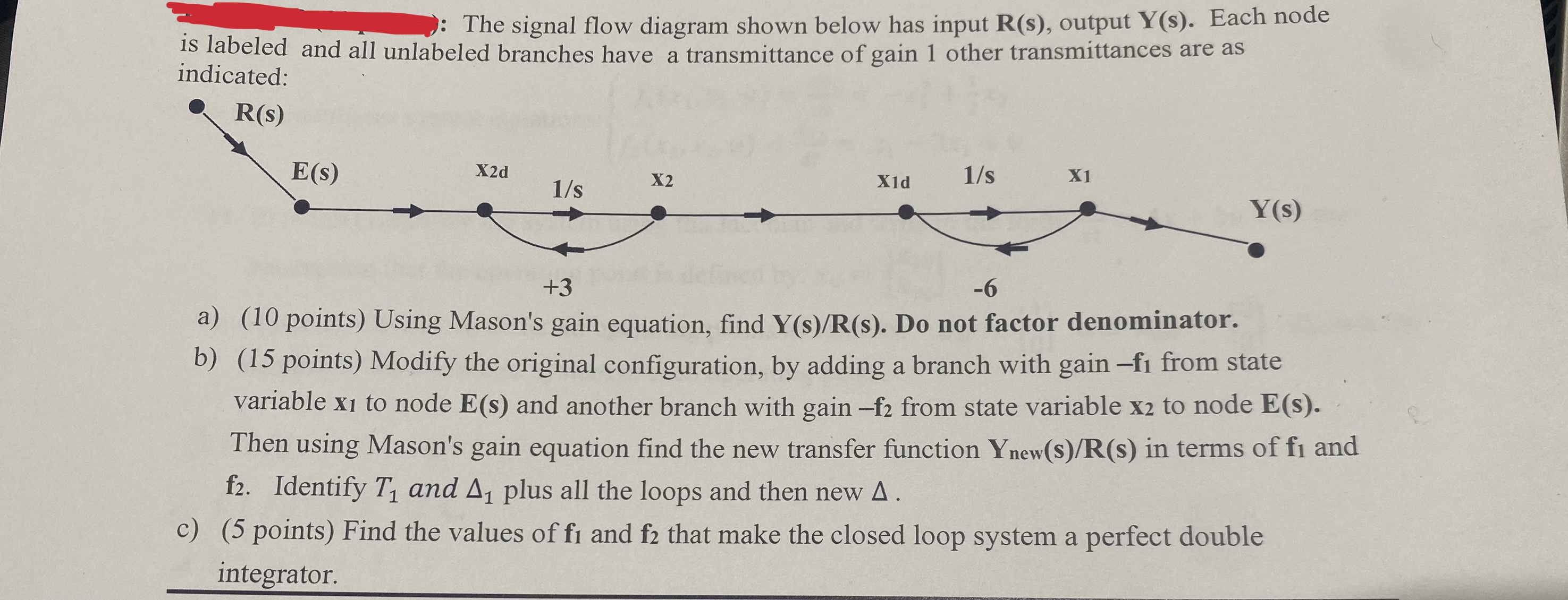 Solved Homework Problem For The Following Signal Flow Chegg Com