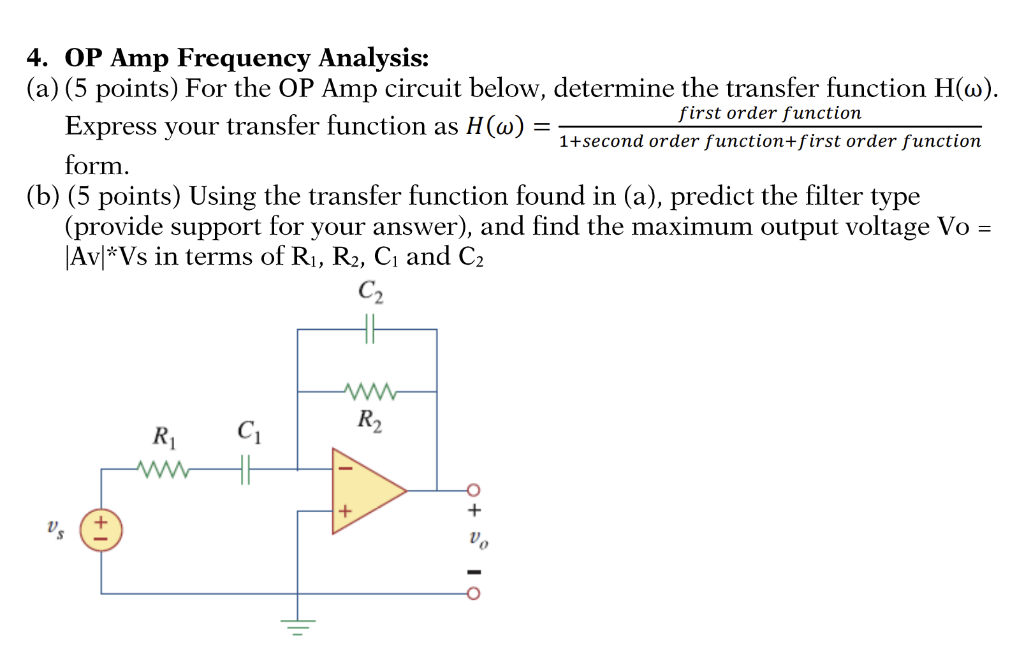 Solved 4. OP Amp Frequency Analysis: (a) (5 points) For the | Chegg.com