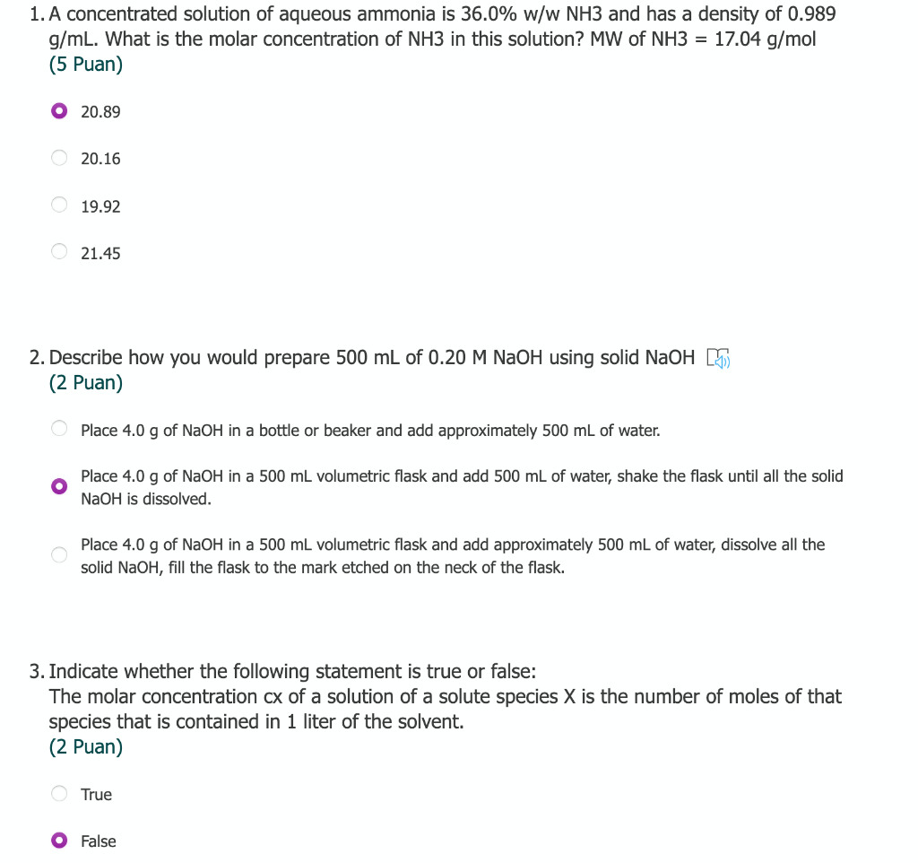 Solved 1. A Concentrated Solution Of Aqueous Ammonia Is | Chegg.com