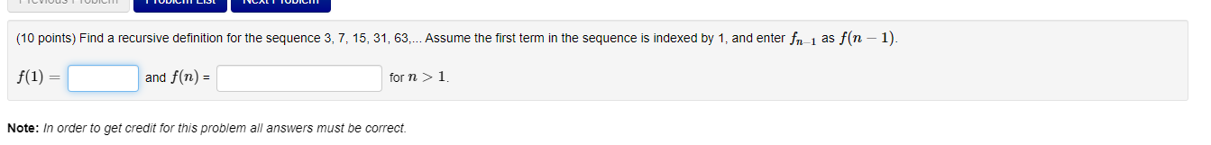 Solved (10 points) Find a recursive definition for the | Chegg.com