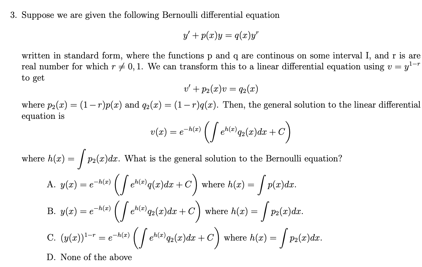 Solved 3. Suppose we are given the following Bernoulli | Chegg.com