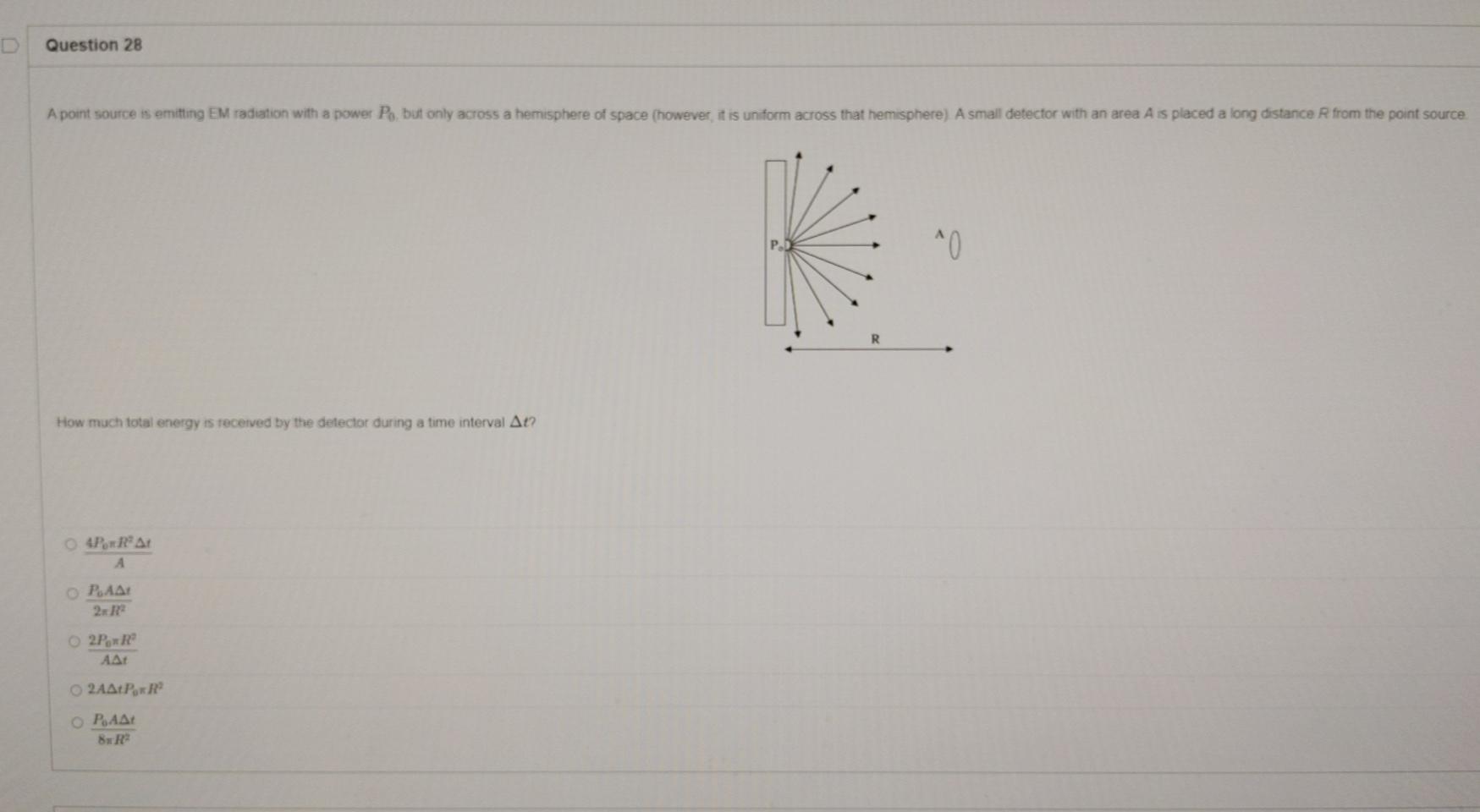 Solved Question 28 A point source is emitting EM radiation | Chegg.com