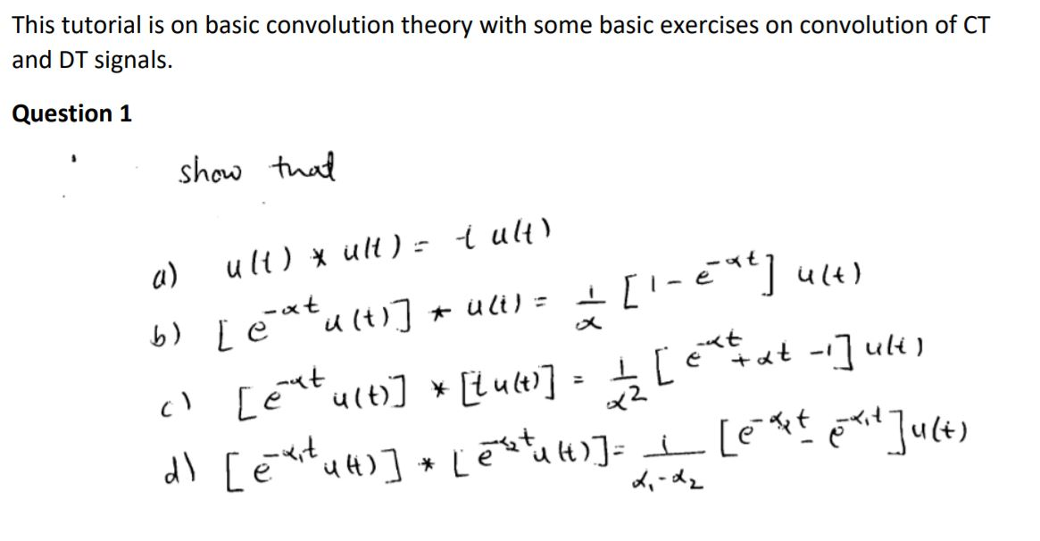 Solved This Tutorial Is On Basic Convolution Theory With | Chegg.com